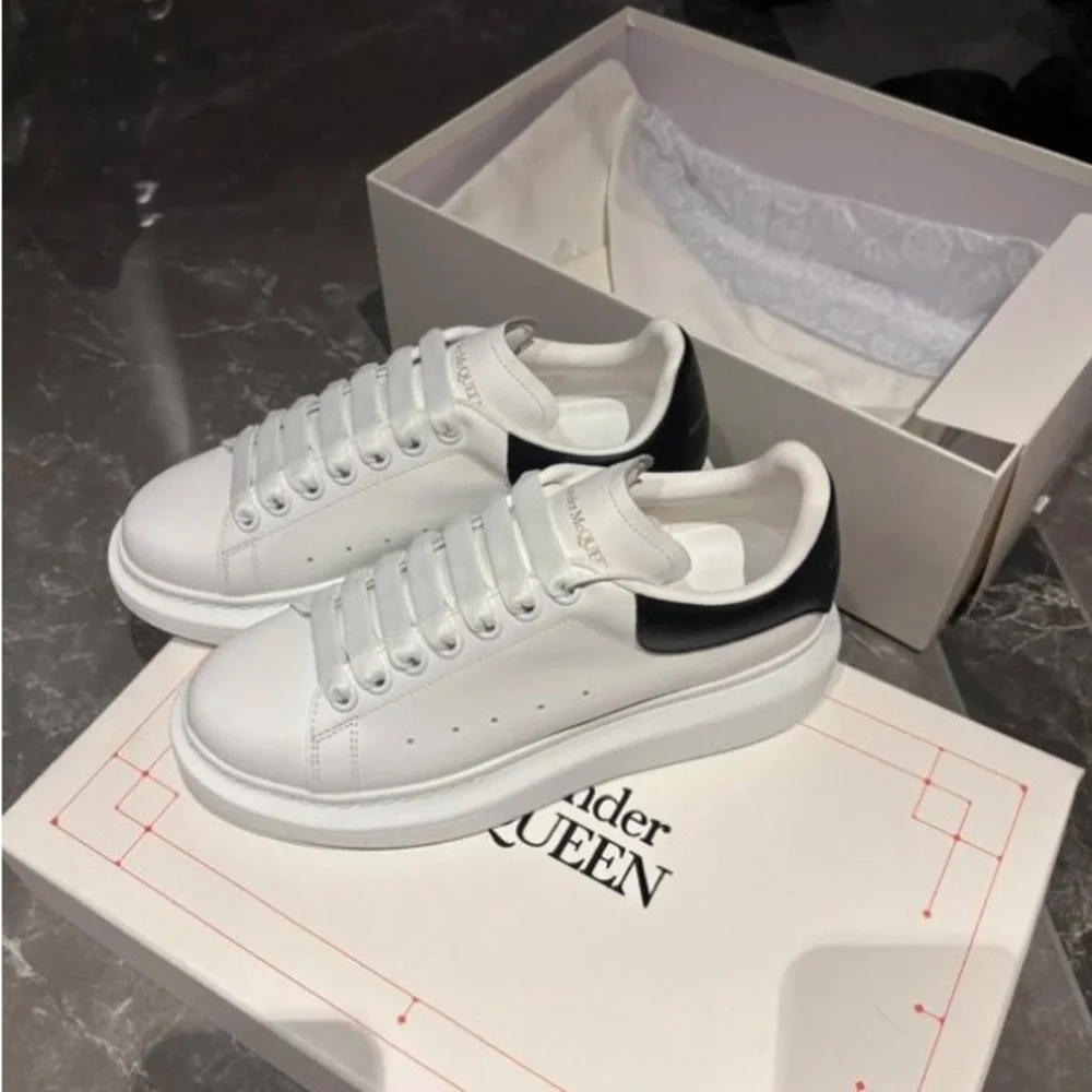 Alexander McQueen White Sneakers with Black Heel